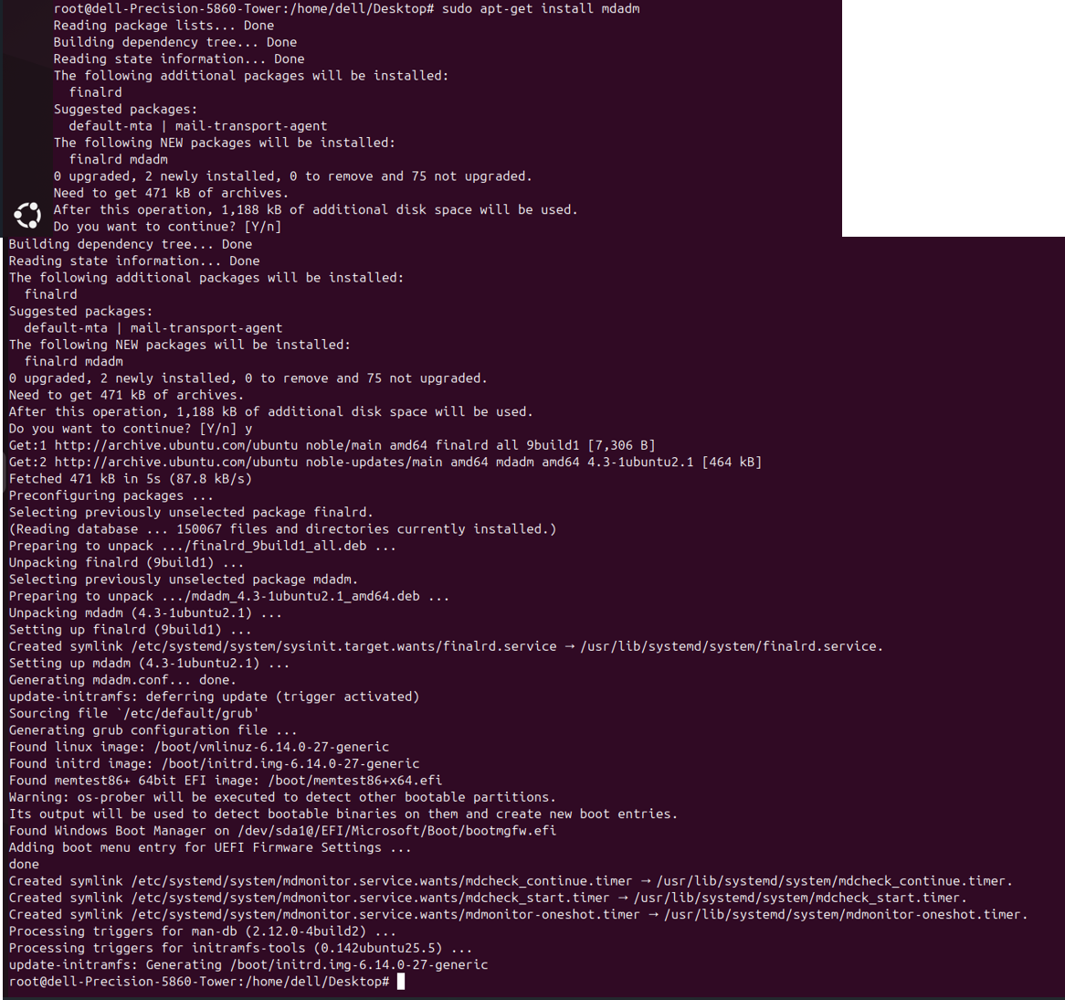 Ubuntu 24.04上配置 RAID步骤