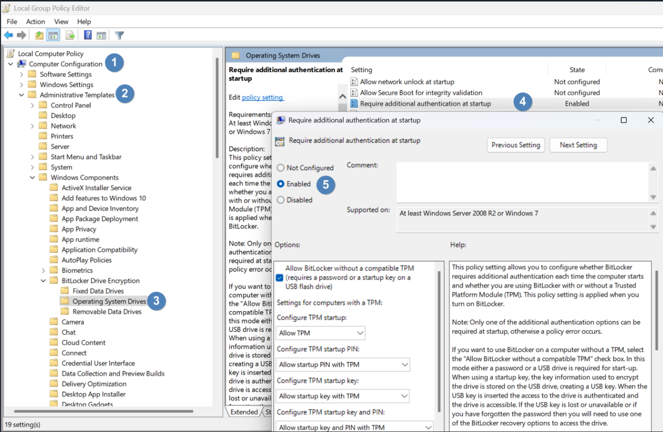Windows 11 BitLocker 的BitLocker Recovery Key认证改为 BitLocker PIN认证